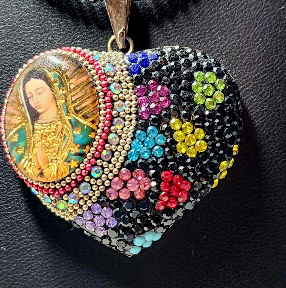 Our Lady Of Guadalupe Crystal Heart Pendant